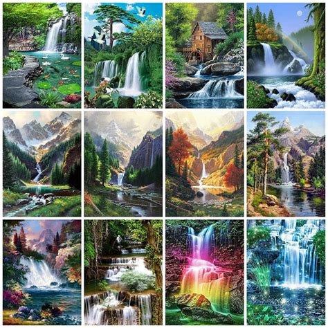 Kaufe D Diamant Malerei Wasserfall Mosaik Landschaft Diy Diamant