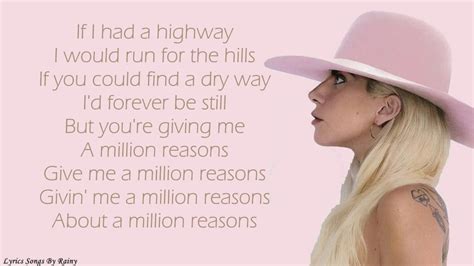 Lady Gaga Million Reasons Lyrics Songs Youtube