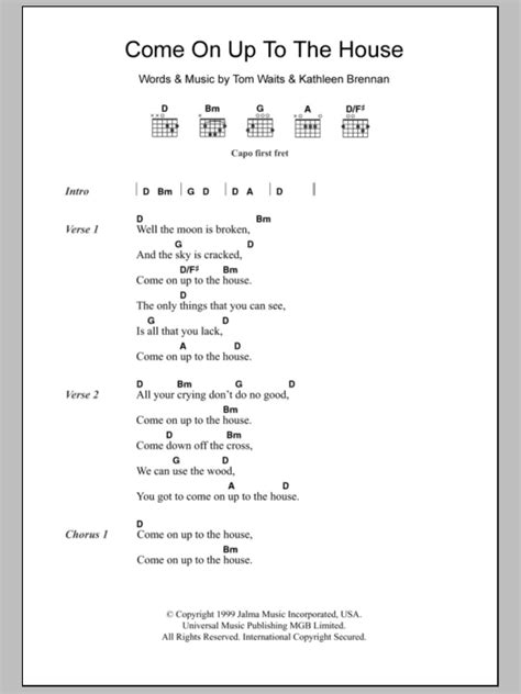 Come On Up To The House By Tom Waits Guitar Chords Lyrics Guitar