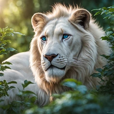 White Lions With Blue Eyes Wallpaper