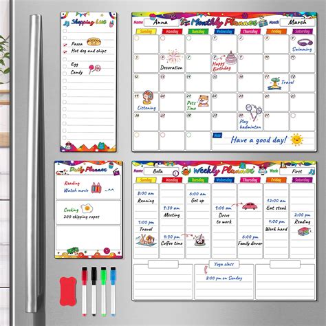 D FantiX Magnetic Dry Erase Calendar Whiteboard 4 Pack Magnetic