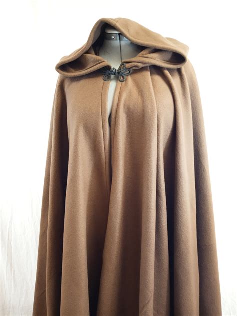 Dark Brown Long Cloak Full Circle Fleece Medieval image 0 | Hooded