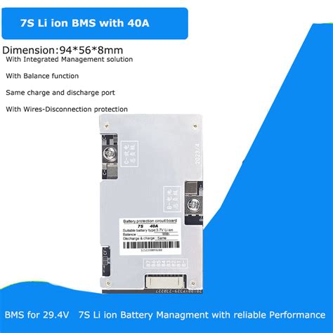 7s 24v Or 294v Li Ion Battery Bms With 40a Constant Current And