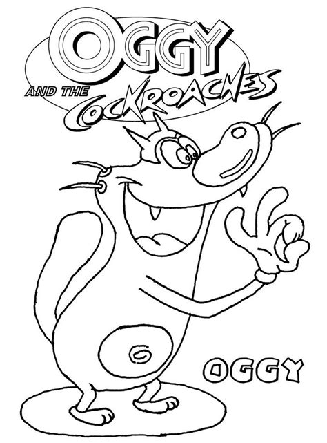 Smiling Oggy Coloring Page - Free Printable Coloring Pages for Kids