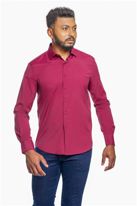 Camisa Social Mista Elastano Bordô Navaratti