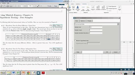 Hypothesis Test For Mean Differences Paired Data With Minitab Express Youtube