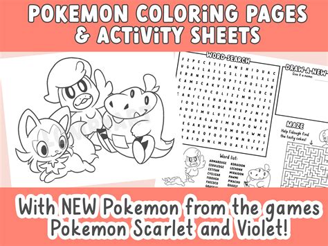 Pokemon Coloring Pages And Activity Sheets New Pokemon Etsy