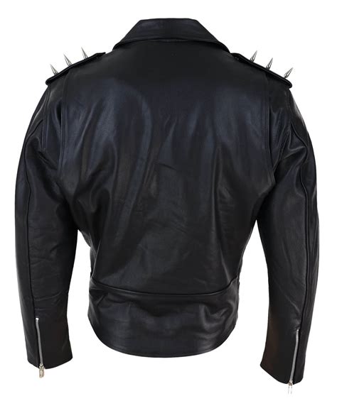 Real Leather Biker Jacket With Spikes For Men Happy Gentleman