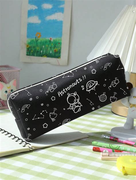 1pc Astronaut And Planet Pattern Stationery Bag Creative Portable Pen