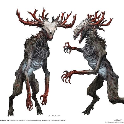 "Antlers" Wendigo concept art in 2024 | Mythical creatures art, Wendigo ...