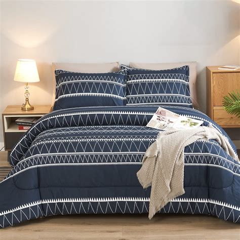 Andency Navy Blue California King Comforter Set 3 Pieces