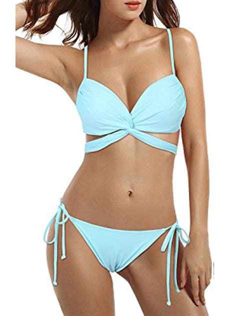 Sayfut New Summer Womens Padded Swimsuit Top With Low Waist Triangle