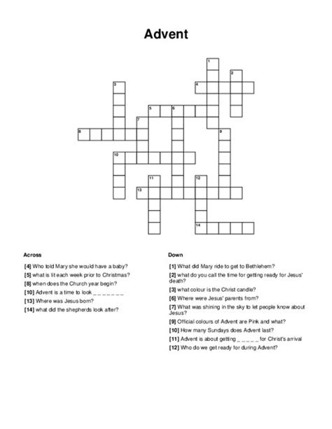 Advent Crossword Puzzle