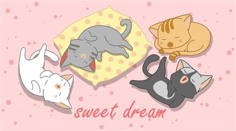 Premium Vector | 4 little cats are sleeping.