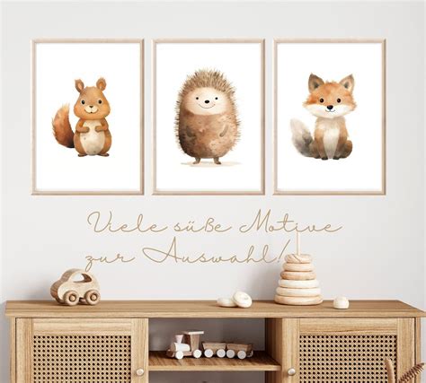 Forest Animals Poster Set Or Individual Pictures Nursery Room Forest