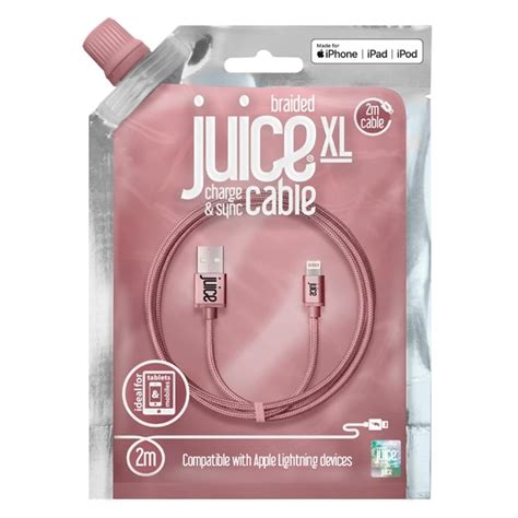 Juice Braided Lightning Cable 2m Rose Gold Tesco Groceries