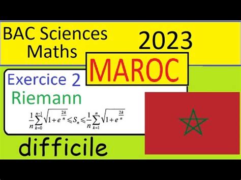 Examen national BAC Sciences MATHS MAROC 2023 Corrigé Exercice 2