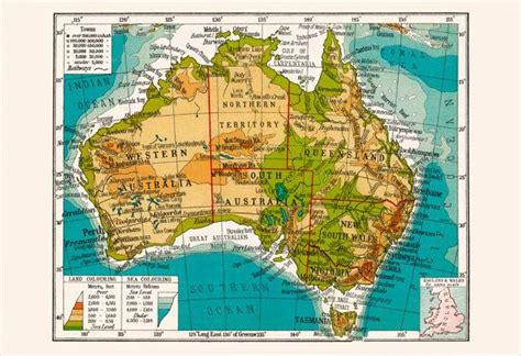 VINTAGE AUSTRALIA MAP, Vintage Map of Australia, Australia Map Print ...