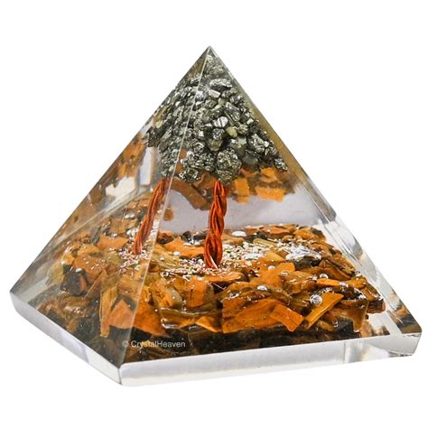 Tiger Eye With Pyrite Tree Orgone Pyramid Premium Certified Mix