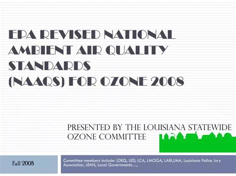 PPT EPA Revised National Ambient Air Quality Standards NAAQS For