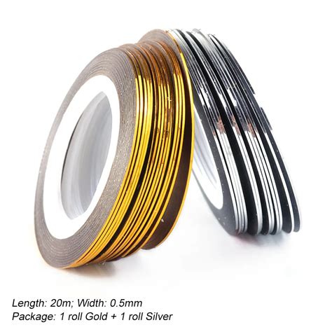 Roll Mm Gold Silver Glitter Striping Tape Lines For Nail Art Mm