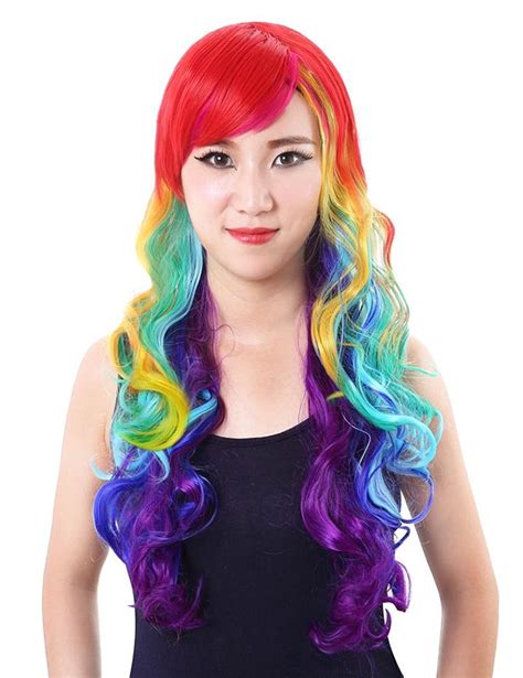 Colorful House 26 Long Big Wavy Rainbow Wig For Cosplay