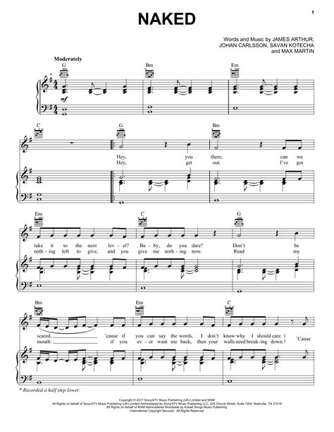 James Arthur Naked Sheet Music