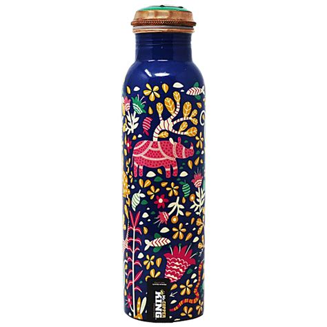 Buy Mr Copper King Pure Copper Water Bottle Meena Blue Flower