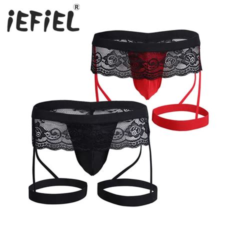 New Arrival Sexy Mens Gay Lingerie Lace G String Bikini Underwear Underpants Briefs With Garter