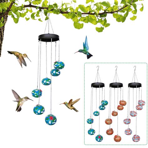 Chamoist Wind Chime Hummingbird Feeder Hanging Patio Garden Decor