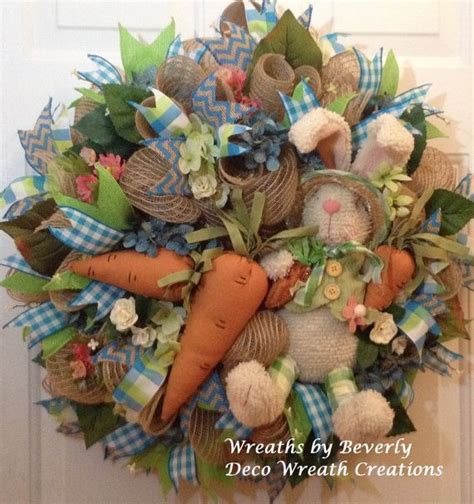 Easter Bunny With Carrots Burlap Wreath Etsy Burlap Wreath Bunny