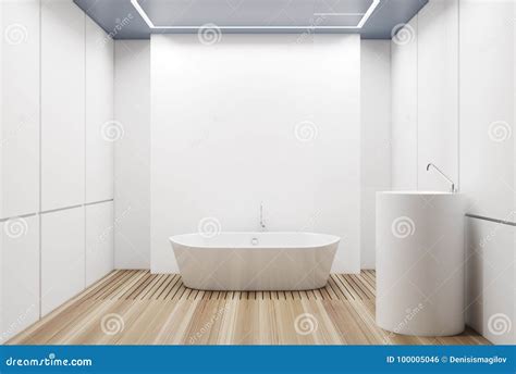 White Tiled Bathroom, White Tub Stock Illustration - Illustration of ...