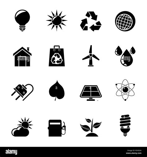 Silueta De La Ecología Naturaleza Y Medio Ambiente Conjunto De Iconos Iconos Vectoriales