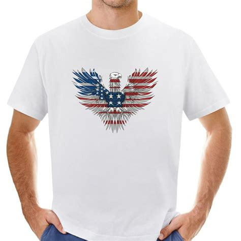 Patriotic Eagle Mullet Usa Flag 4th Of July Eagle Mullet Casual Mens T Shirts White 4x Large