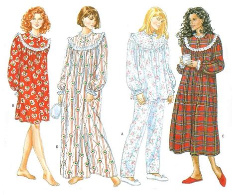 Misses Pajama Nightgown Sewing Pattern Easy Top Pant Button Front Long