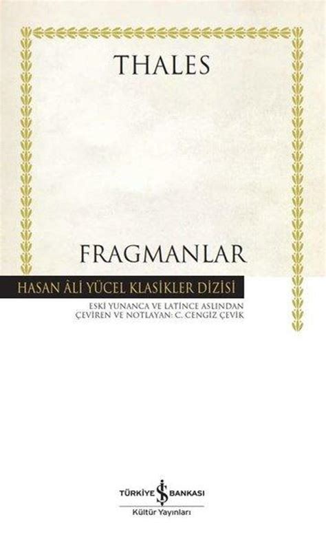 Fragmanlar Hasan Ali Y Cel Klasikler Dizisi Thales Kitab Fiyatlar