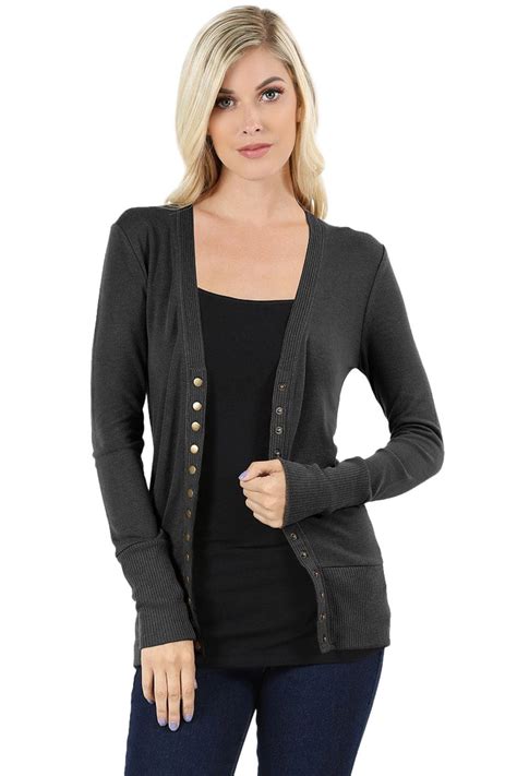 Sportoli Cardigans For Women Long Sleeve Cardigan Knit Snap Button