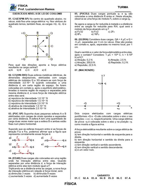 Carga Eletrica Exercicios Resolvidos Pdf - Exercícios Resolvidos: Lei de Coulomb | PDF | Carga elétrica | Eletricidade