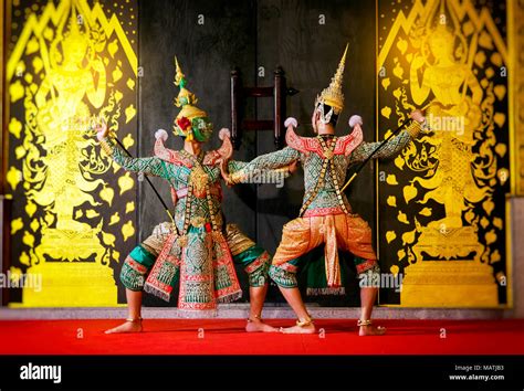 Khon Is Traditional Dance Drama Art Of Thai Classical Masked From