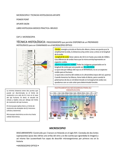 Microscopia Y Tecnicas Histologicas Citologia Histologia Y