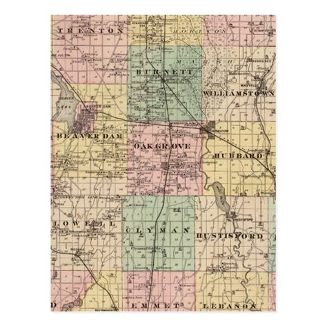 Map of Dodge County, State of Wisconsin Postcard | Zazzle.com