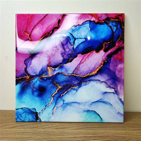 Beautiful Alcohol Ink Ceramic Tile Wall Art Tile Picture Decoration