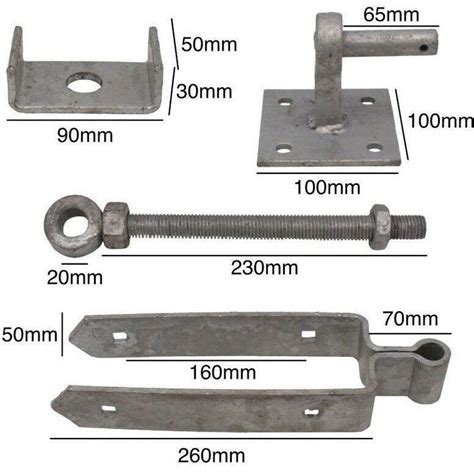 Field Gate Hinge Set Double Strap Adjustable Hook On Plate