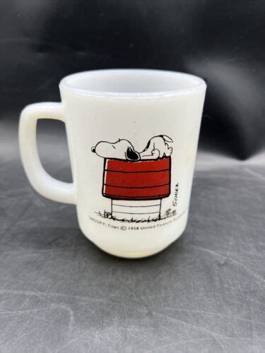 Vintage 1958 Anchor Hocking Fire King Mug Snoopy I Think Im Allergic