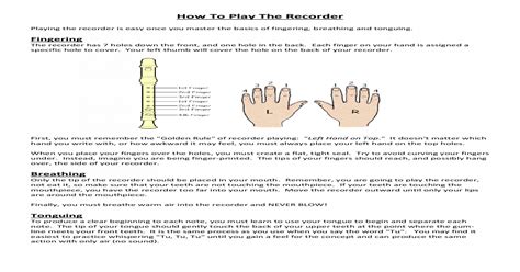 How To Play The Recorder · Pdf Filehow To Read A Fingering Chart The Fingering Charts Are