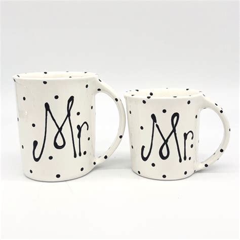Mr And Mrs Mug Set Black Dot Packercreekpottery