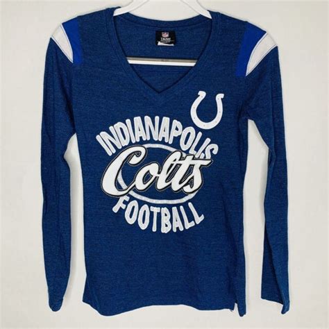 Nfl Team Apparel Womens Longsleeve Indianapolis Colts Blue T Shirt S Stretchy Ebay