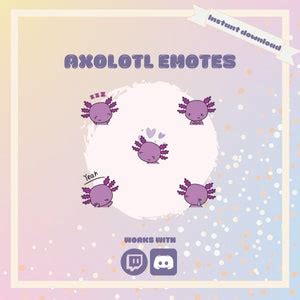 Twitch Emotes Axolotl Kawaii In Purple Cute Twitch Emotes Etsy Australia