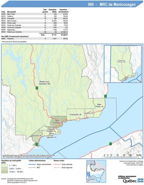 Carte De La MRC De Manicouagan