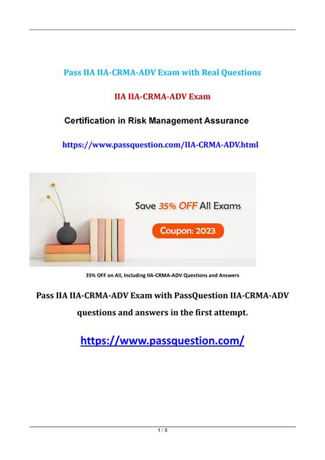 Iia Crma Adv Certification In Risk Management Assurance Exam Questions Pass Iia Iia Crma Adv